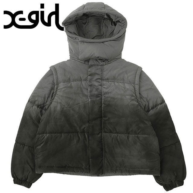 エックスガール X-girl ツーウェイ 中綿ジャケット 105254021004 FW25 FADED 2WAY PADDED JACKET レディース xgirl アウター 防寒 ブラック 正規取扱店