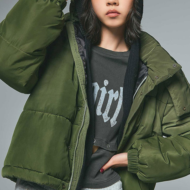 エックスガール X-girl ツーウェイ 中綿ジャケット 105254021004 FW25 FADED 2WAY PADDED JACKET レディース xgirl アウター 防寒 オリーブ 正規取扱店_3