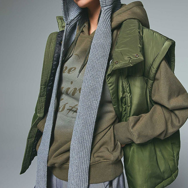 エックスガール X-girl ツーウェイ 中綿ジャケット 105254021004 FW25 FADED 2WAY PADDED JACKET レディース xgirl アウター 防寒 オリーブ 正規取扱店_4