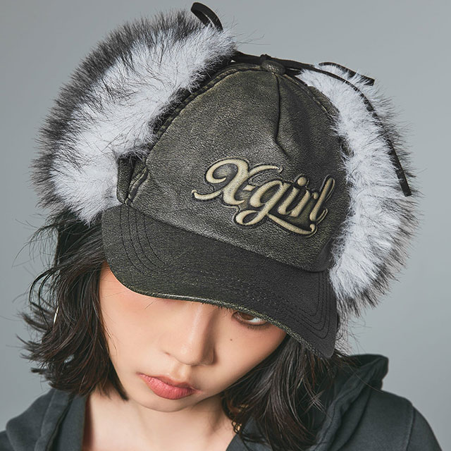 X-girl（エックスガール） ロゴ イヤーフラップキャップ 105254051001