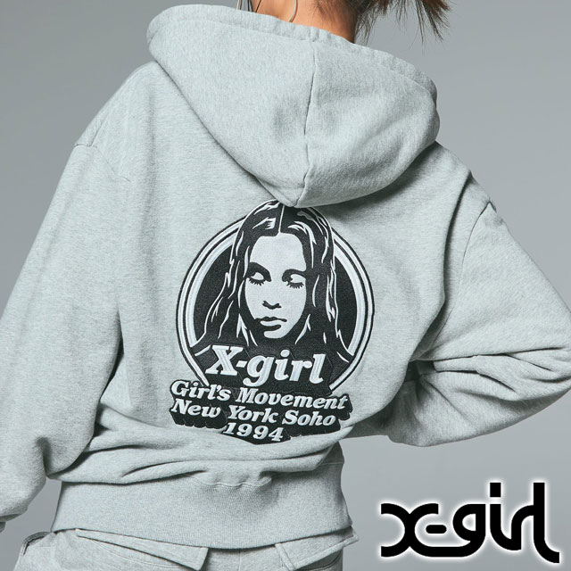 【新品タグ付き】X-girl ロゴスウェットフーディ X-girl（エックスガール） ジップアップスウェットフーディー