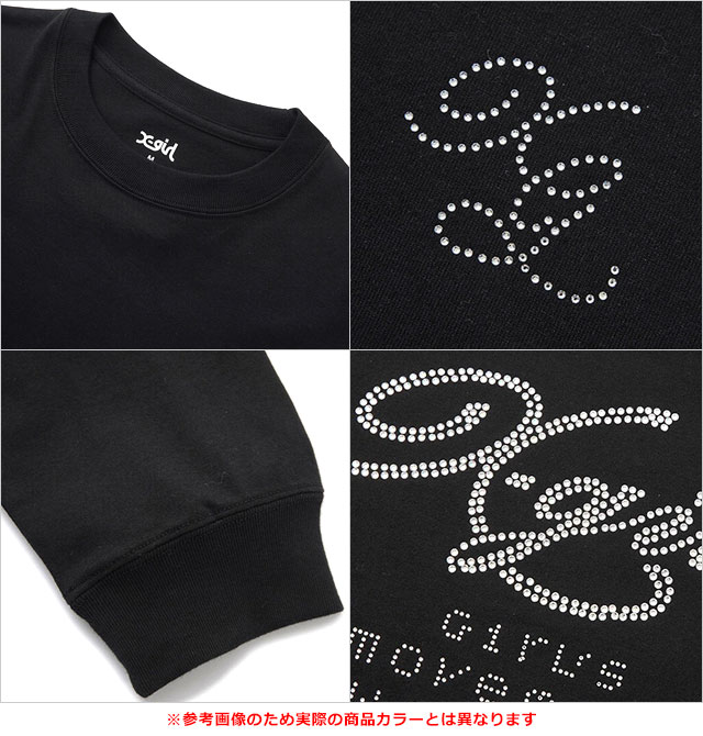 X-girl（エックスガール） ラインストーンロゴ ロングスリーブTシャツ