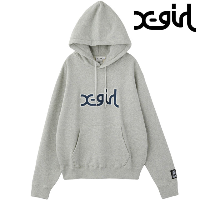 エックスガール X-girl スウェットフーディー 105254012007 FW25 MILLS LOGO LAYERED PATCH SWEAT HOODIE レディース xgirl パーカー アッシュ 正規取扱店 | X-girl