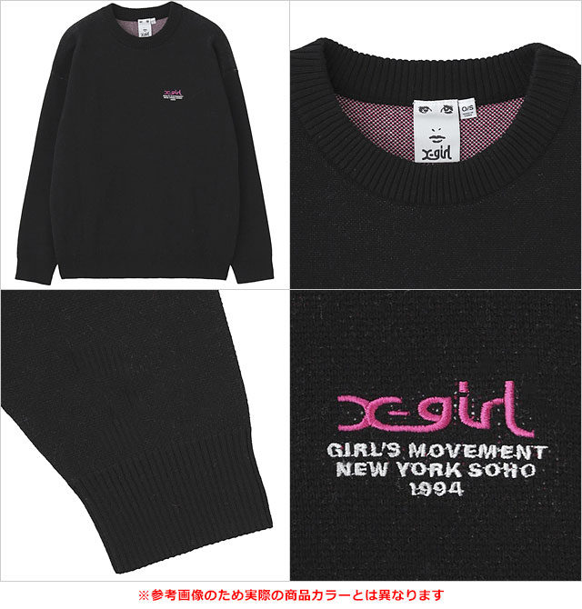 エックスガール X-girl ジャガードニットトップ 105254015015 FW25 FACE JACQUARD KNIT TOP レディース xgirl クルーネック セーター 秋冬 ホワイト 正規取扱店 | X-girl | 02