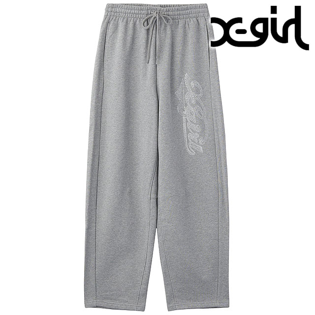 エックスガール X-girl ラインストーン スウェットパンツ 105254031004 FW25 RHINESTONE CURSIVE LOGO SWEAT PANTS レディース xgirl グレー 正規取扱店 | X-girl