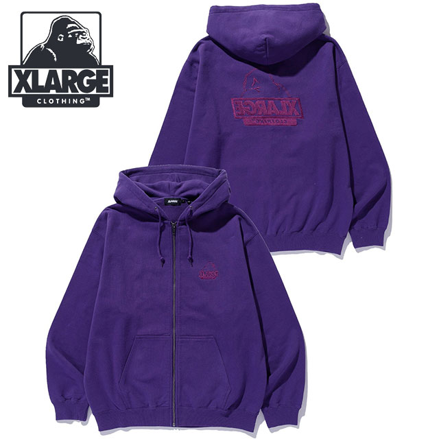 エクストララージ XLARGE ジップアップ フーデッドスウェットシャツ [101254012009 FW25] BACKSIDE OG ZIP UP HOODED SWEATSHIRT メンズ トップス パーカー パープル 正規取扱店 XLARGE（エクストラ ラージ） ジップアップ フーデッドスウェット