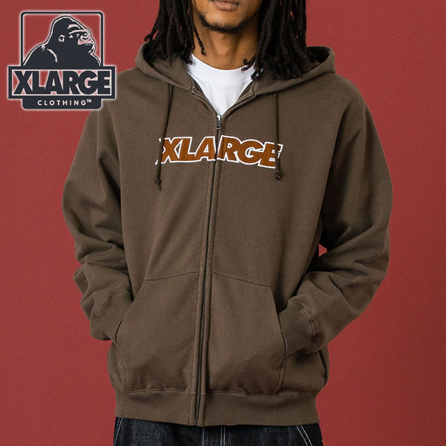 エクストララージ XLARGE フーデッドスウェットシャツ 101254012012 FW25 STANDARD LOGO ZIP UP HOODED SWEATSHIRT メンズ ブラウン 正規取扱店 | XLARGE | 01