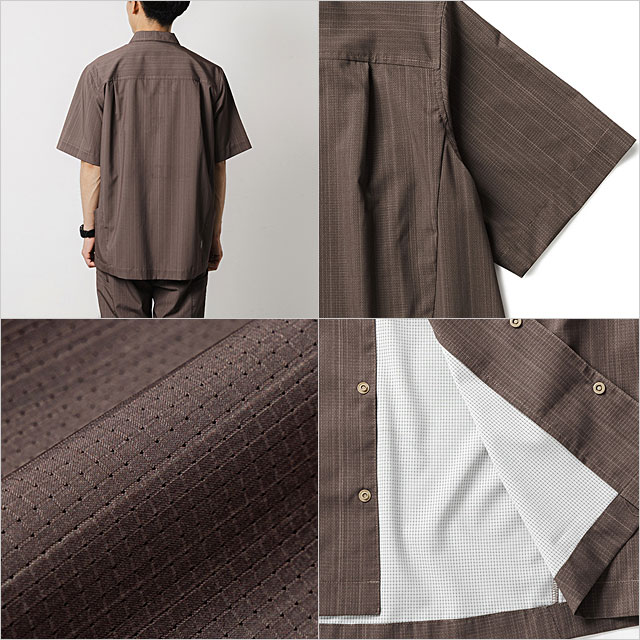 ナリフリ narifuri メンズ メッシュ半袖シャツ NF4062-035 メッシュ半袖シャツ トップス ストレッチ素材 カジュアルシャツ ブラウン BROWN 正規取扱店 | narifuri | 02