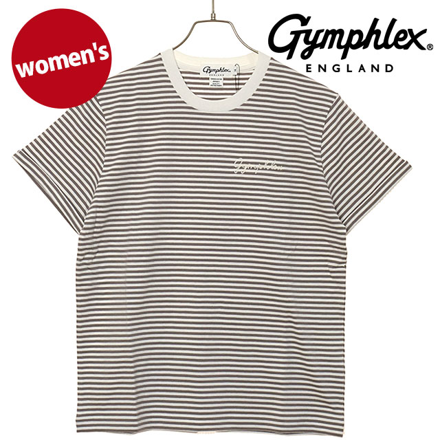 ジムフレックス Gymphlex レディース ショートスリーブ Tシャツ #GY-C0446 COM SS26 S S T-SHIRT ホワイト ベージュ WHITE TAUPE-STRIPE(WHITE)  正規取扱店 | GYMPHLEX