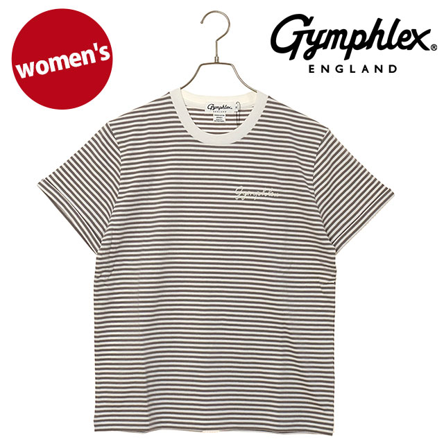 ジムフレックス Gymphlex レディース ショートスリーブ Tシャツ #GY-C0446 COM SS26 S S T-SHIRT ホワイト ベージュ WHITE TAUPE-STRIPE(WHITE)  正規取扱店 | GYMPHLEX | 01