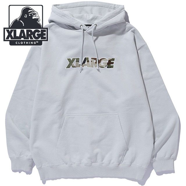 エクストララージ XLARGE メンズ スタンダードロゴ フーデッドスウェットシャツ [101263012003 FW26] STANDARD LOGO HOODED SWEATSHIRT グレー 正規取扱店 | XLARGE