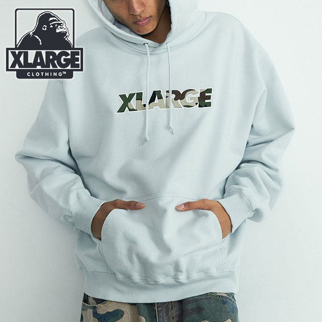 エクストララージ XLARGE メンズ スタンダードロゴ フーデッドスウェットシャツ [101263012003 FW26] STANDARD LOGO HOODED SWEATSHIRT グレー 正規取扱店 | XLARGE | 01