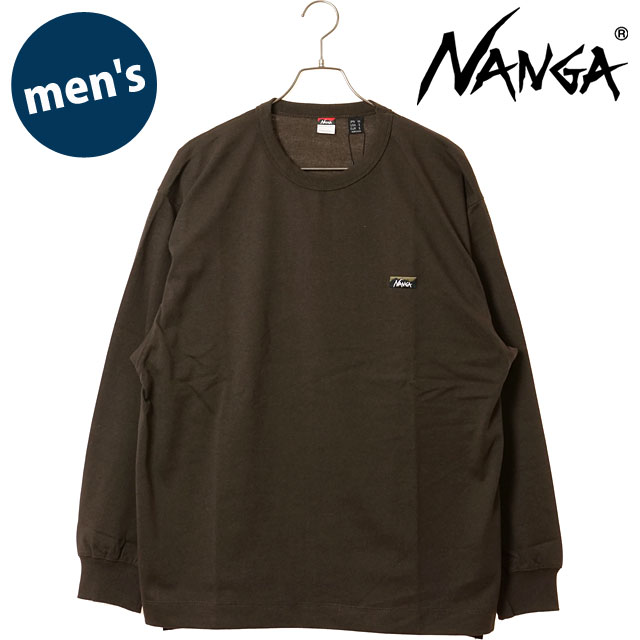 ナンガ NANGA メンズ エコハイブリッド ボックスロゴ 刺繍 長袖Tシャツ NW2411-1G803 ECO HYBRID BOX LOGO EMBROIDERY L S TEE ロンT エコ素材 BRN 正規取扱店 | NANGA
