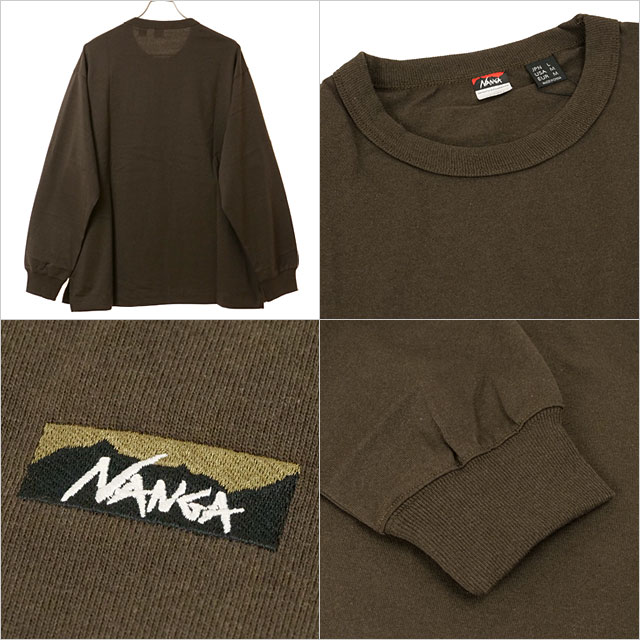 ナンガ NANGA メンズ エコハイブリッド ボックスロゴ 刺繍 長袖Tシャツ NW2411-1G803 ECO HYBRID BOX LOGO EMBROIDERY L S TEE ロンT エコ素材 BRN 正規取扱店 | NANGA | 02