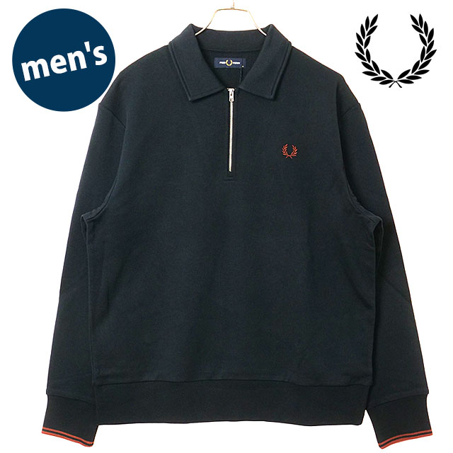 フレッドペリー FRED PERRY メンズ ハーフジップ ポロスウェットシャツ M2426-608 HALF ZIP COLLARED SWEATSHIRT 裏毛 リラックスフィット 紺 NAVY 正規取扱店 | FRED PERRY | 04
