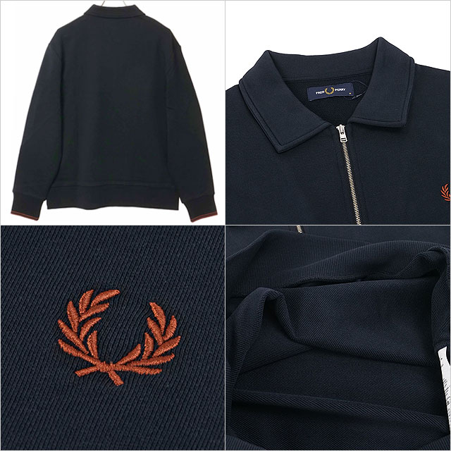フレッドペリー FRED PERRY メンズ ハーフジップ ポロスウェットシャツ M2426-608 HALF ZIP COLLARED SWEATSHIRT 裏毛 リラックスフィット 紺 NAVY 正規取扱店 | FRED PERRY | 02