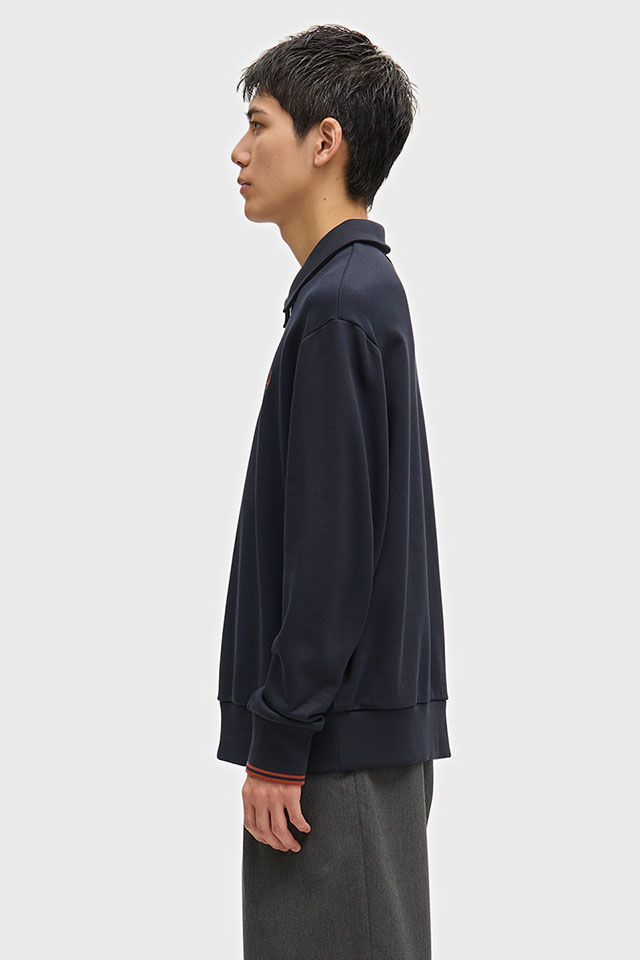 フレッドペリー FRED PERRY メンズ ハーフジップ ポロスウェットシャツ M2426-608 HALF ZIP COLLARED SWEATSHIRT 裏毛 リラックスフィット 紺 NAVY 正規取扱店 | FRED PERRY | 06