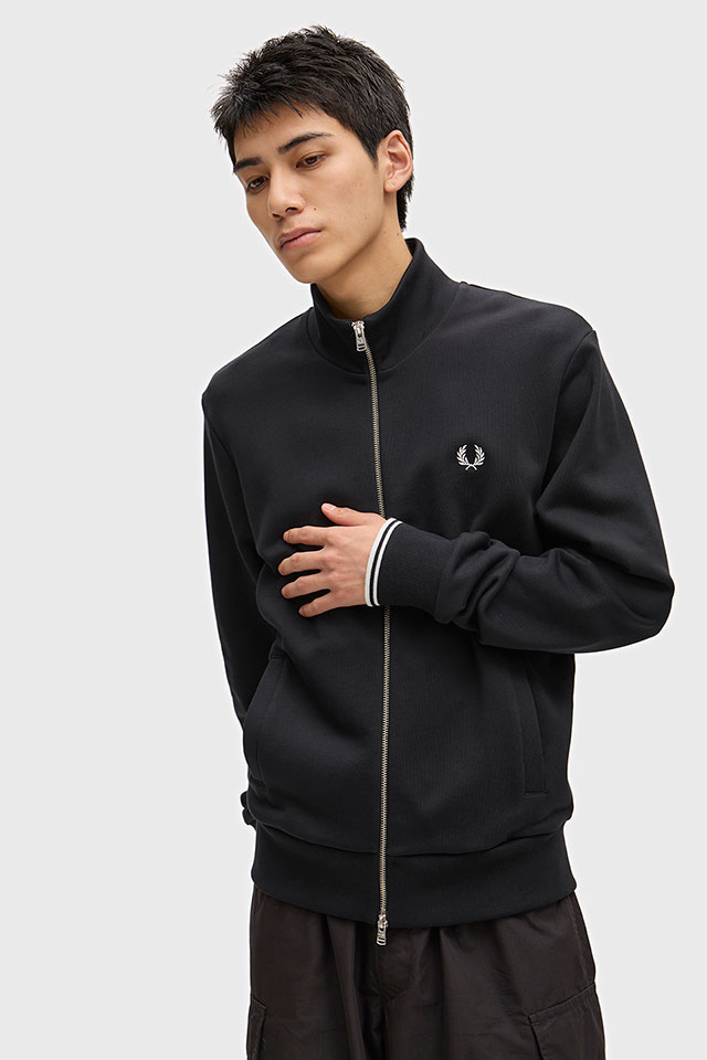 フレッドペリー FRED PERRY メンズ ジップスルー スウェットシャツ J3340-102 ZIP THROUGH SWEATSHIRT 裏毛 フルジップ カジュアル 黒 BLACK 正規取扱店 | FRED PERRY