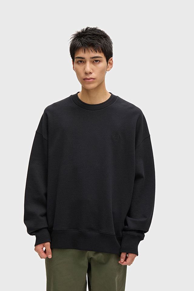 フレッドペリー FRED PERRY メンズ オーバーサイズ ティップド スウェットシャツ M3497-102 OVERSIZED TIPPED SWEATSHIRT 裏毛 ヘビーウェイト 正規取扱店 | FRED PERRY