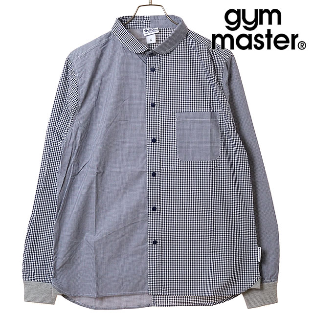 ジムマスター GYM MASTER 2WAYショールカラーL Sシャツ G233732-59 メンズ レディース チェックシャツ 長袖シャツ 綿100% 秋冬新作 ネイビーギンガム 正規取扱店 | gym master