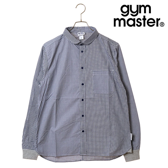 ジムマスター GYM MASTER 2WAYショールカラーL Sシャツ G233732-59 メンズ レディース チェックシャツ 長袖シャツ 綿100% 秋冬新作 ネイビーギンガム 正規取扱店 | gym master | 01