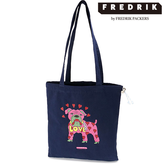 フレドリック FREDRIK トートバッグ イージー YMドッグ FPCV-TT25-NVNO SS25 EASY YM DOG メンズ・レディース 鞄 巾着バッグ 犬 イラスト NAVY  正規取扱店 | FREDRIK PACKERS | 01