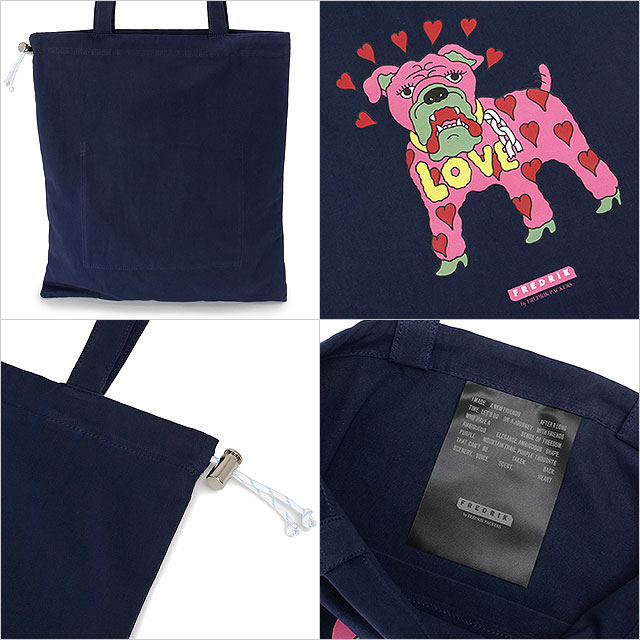 フレドリック FREDRIK トートバッグ イージー YMドッグ FPCV-TT25-NVNO SS25 EASY YM DOG メンズ・レディース 鞄 巾着バッグ 犬 イラスト NAVY  正規取扱店 | FREDRIK PACKERS | 02