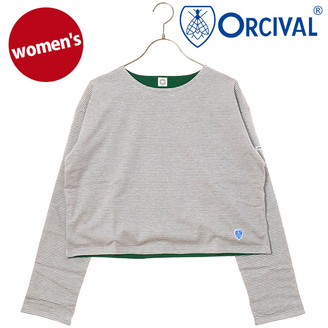 オーシバル ORCIVAL ボートネック ロングスリーブプルオーバー [OR-C0495-BXM FW25] BOAT NECK L/S PULLOVER レディース トップス カットソー 長袖Tシャツ ボーダー GREY-STRIPE/GREEN 正規取扱店 ORCIVAL（オーシバル） ボートネック ロングスリーブプルオーバー OR