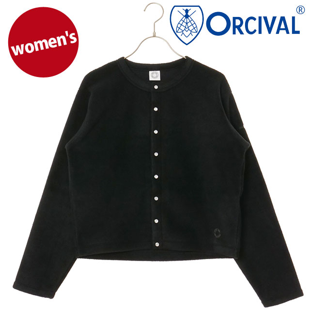 オーシバル ORCIVAL クルーネック カーディガン OR-C0378-EFC FW25 CREW NECK CARDIGAN 羽織り 長袖 軽量 フリース BLACK 正規取扱店