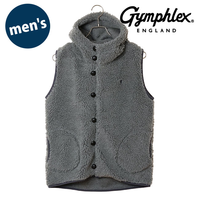 ジムフレックス Gymphlex ボアフーデッドベスト #J-1069 BOA FW25 BOA HOODED VEST メンズ アウター 前ボタン DK.HEATHER-GREY(NAVY) 正規取扱店 | GYMPHLEX | 01