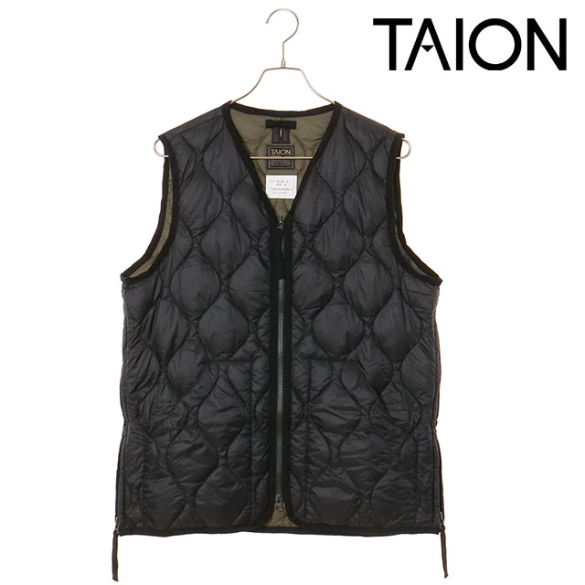 タイオン TAION ミリタリー Vネックダブルジップダウンベスト TAION-001ALSZML-1 FW25 U MILITARY V NECK W-ZIP DOWN VEST インナーダウン BLACK 正規取扱店 | TAION | 01