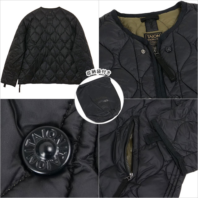 タイオン TAION ミリタリー M65ライナーダブルジップショートダウンジャケット TAION-M65LSZBML-1SHORT FW25 ソフトシェル BLACK 正規取扱店 | TAION | 02
