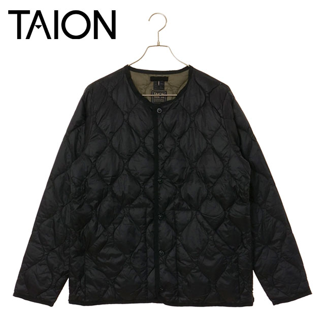 タイオン TAION ミリタリー クルーネックダウンジャケット TAION-104ALSBML-1 FW25 ソフトシェル BLACK 正規取扱店 | TAION | 01