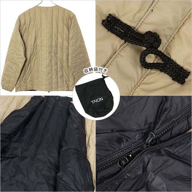 タイオン TAION リバーシブルチャイナボタンインナーダウンジャケット [TAION-JK01JS FW25] U REVERSIBLE CHINA BUTTON INNER DOWN JACKET メンズ・レディース アウター 2WAY JAPAN SPECIAL BEIGE×BK 正規取扱店 TAION（タイオン） リバーシブルチャイナボタンインナーダウン