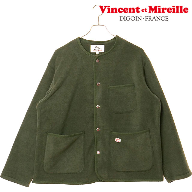 ヴァンソン エ ミレイユ VINCENT ET MIREILLE フリースカーディガン VM252FL00220-67 FLEECE CARDIGAN メンズ ライトアウター 前ボタン OLIVE 正規取扱店 | VINCENT ET MIREILLE