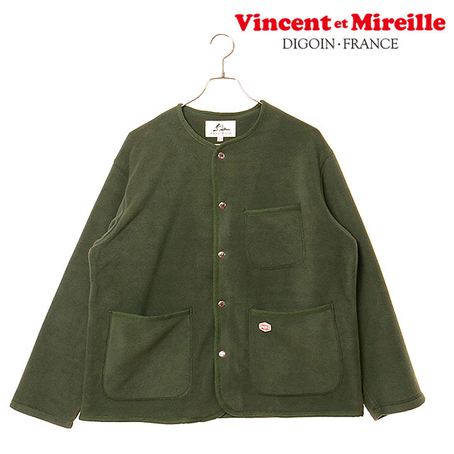 ヴァンソン エ ミレイユ VINCENT ET MIREILLE フリースカーディガン VM252FL00220-67 FLEECE CARDIGAN メンズ ライトアウター 前ボタン OLIVE 正規取扱店 | VINCENT ET MIREILLE | 01