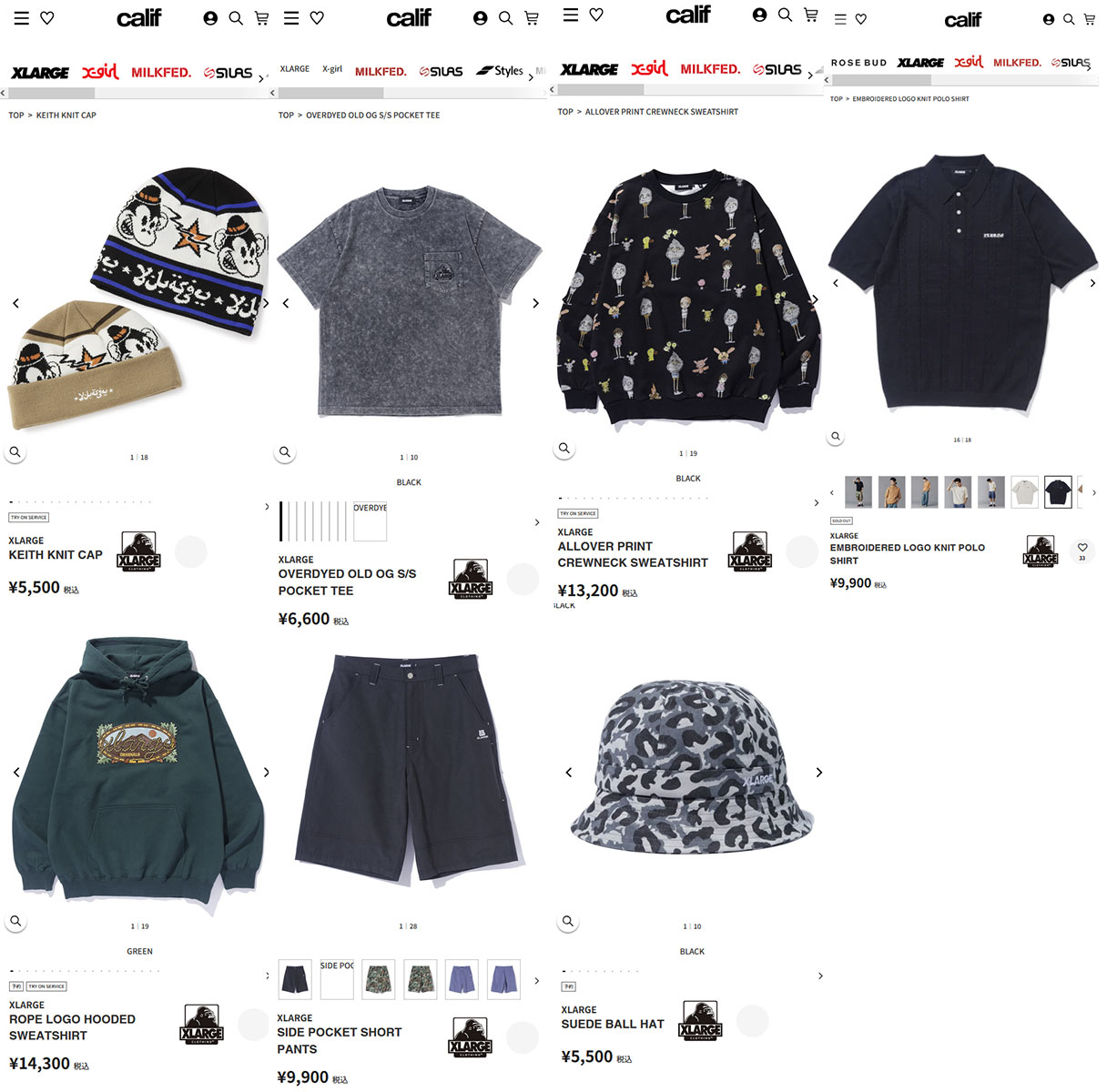 XLARGE エクストララージ オールオーバープリント クルーネック