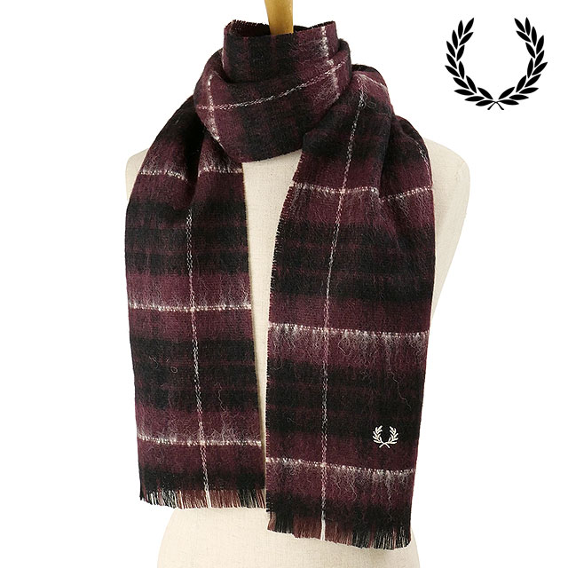 FRED PERRY（フレッドペリー） ブラッシュト ウール タータンスカーフ
