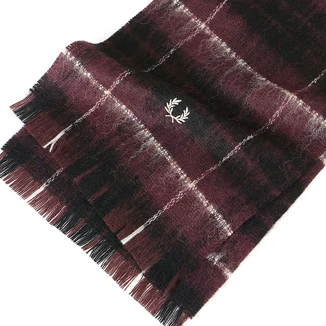 FRED PERRY（フレッドペリー） ブラッシュト ウール タータンスカーフ