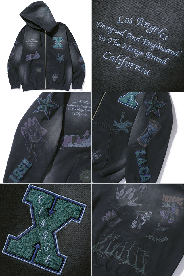 XLARGE（エクストラ ラージ） マルチロゴ ジップアップフーデッド