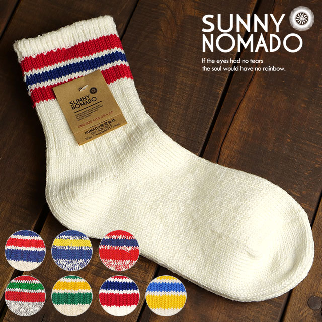 サニーノマド SUNNY NOMADO スラブネップ3本ライン ソックス TMSO-004 メンズ・レディース 日本製奈良産 綿麻混 靴下