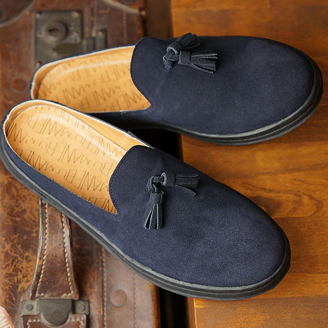 マネブ MANEBU メンズ プラン スリッパ スエード PRAN SLIPPER SUEDE カジュアルシューズ クロッグサンダル 靴 NAVY  ネイビー系 MNB-024S SS19