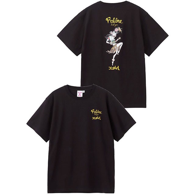 FALINE x GIRL ブラック Tシャツ XL X-girl エックスガール レディース コラボ Tシャツ × FALINE