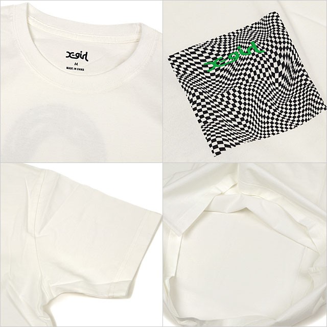 エックスガール X-girl レディース Tシャツ CHECKERED FACE S S TEE DRESS 105202041007 SU20  XGIRL トップス 半袖 ワンピース WHITE