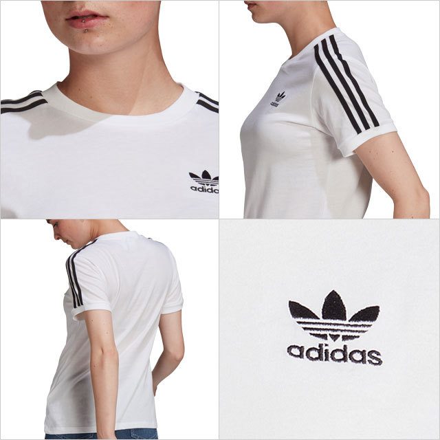 adidas ストライプ Tシャツ ホワイト/ネイビー アディカラー クラシックス スリーストライプス Tシャツ