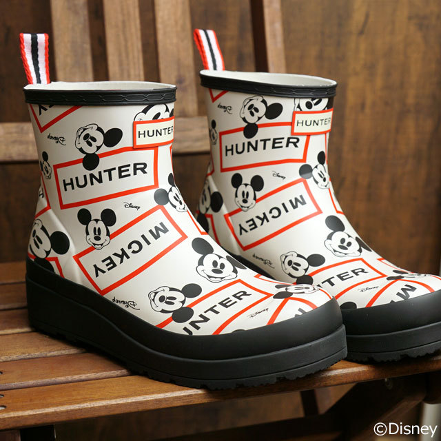 1回着美品】HUNTER☆ディズニーコラボ ミッキーマウスのブーツ
