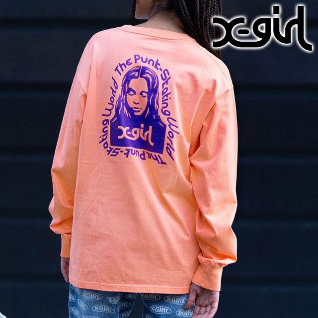 X-girl（エックスガール） メッセージフェイスTシャツ レディース