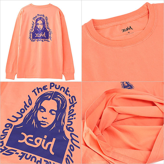 X-girl（エックスガール） メッセージフェイスTシャツ レディース