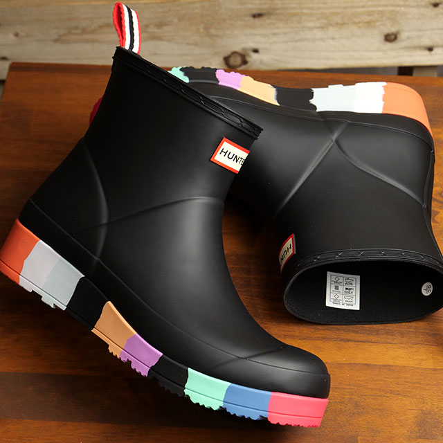 ハンター HUNTER プレイショート ストライプソールブーツ WFS1008RMA-BMS SS22 W PLAY SHORT STRIPE  SOLE BOOTS レインブーツ ラバーブーツ Black Multi Sole