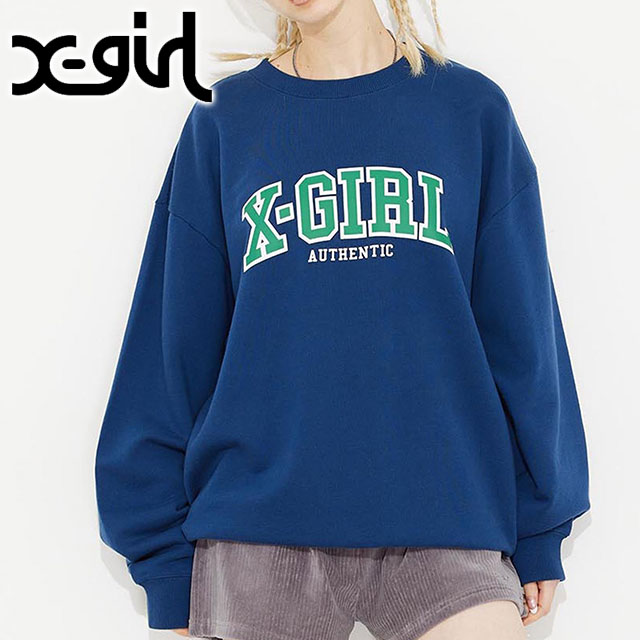 X-girl エックスガール レディース カレッジロゴクルー